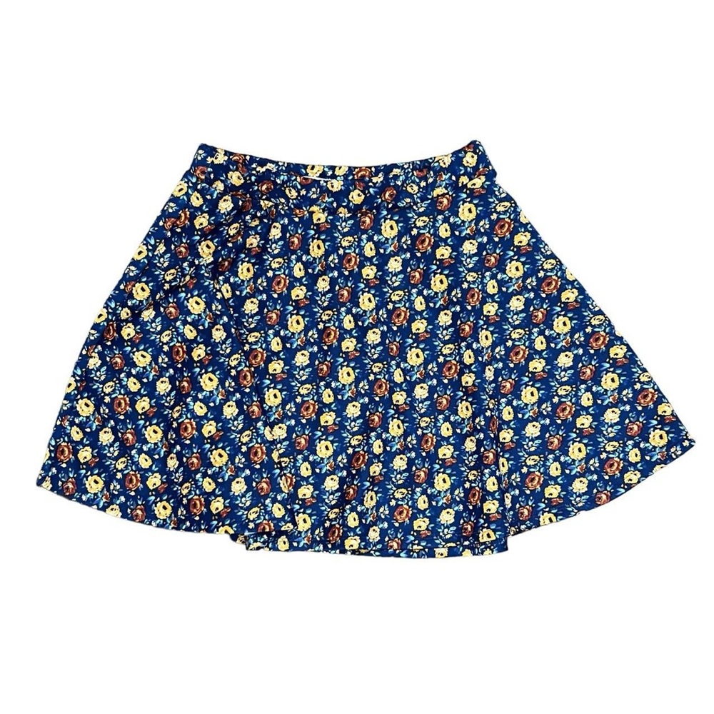 Forever 21 Floral Mini Skater Skirt Blue, Yellow, And Red Size Small